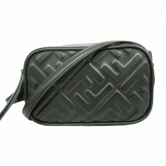 Fendi Handbags - Fendi Shoulder Bag Embossed Leather Black Gold Hardware Women